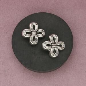 taxco mexico sterling silver vintage cross clip-on earrings